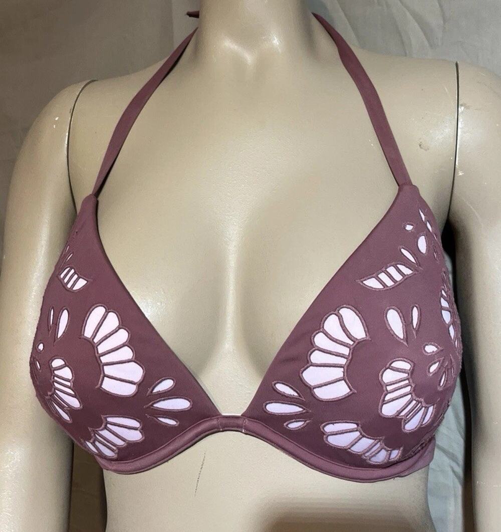 Shade & Shore Tropic Light Lift Laser Cut Bikini Swim Top Size 38 DD